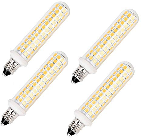 QHD E11 Led Bulbs,100W 120W Halogen Bulb Equivalent,Dimmable,10W,1100LM,JD T4 e11 Mini Candelabra Base,AC110V/130V,E11 Led Warm White 3000k(4 Packs)