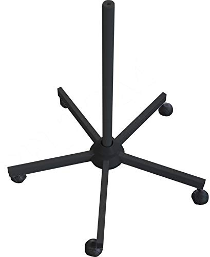 Beltom® STATIVO con Piede A 5 Razze E ROTELLE per Lampada - Base LAMPADE con Lente - Sostegno Lenti d'Ingrandimento - Diametro Foro di 12,75 MM - Nero