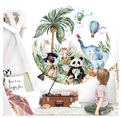 Little Deco Wandtattoo Safaritiere Strauß Panda Elefant DL558 M - 60 cm