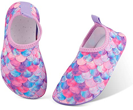 MASOCIO Kids Girls Beach Water Shoes Childrens Toddler Girl Sea Wet Shoes Swimming Pool Swim Aqua Socks Size 9.5 10 UK Child Scales