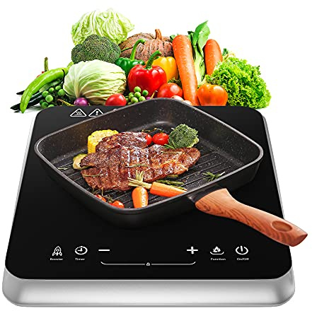 COOKTRON Portable Induction Hob 2000W With Fast Warm-Up Mode, Single Induction Cooker With 10-Level Power and Temperature Control, Electric Hot Plate With Child Lock, 4-Hour Timer