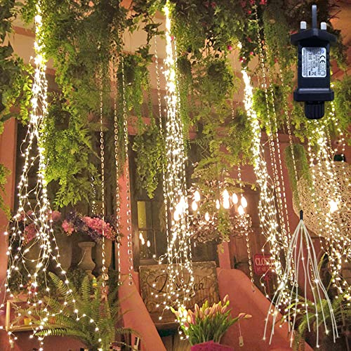 Gresonic Waterfall Tree Fairy Lights, 20 Strands 400LED Plug in Mains Powered Outdoor Waterproof Watering Can Copper Wire Branch Decorative Vines String Light Starry Micro LEDs for Garden Yard Tree