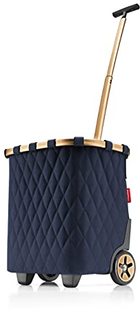 reisenthel carrycruiser Rhombus Midnight Gold – Tragbarer Einkaufstrolley mit stabilem Aluminiumrahmen, Schultergurt und herausnehmbarer Netz-Innentasche – Aus wasserabweisendem Material
