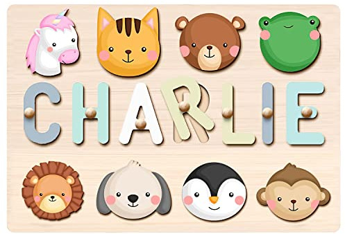 Puzzle mit Namen Personalisiert, Personalisiert Holzpuzzle Geschenke ab 1 Jahr, Ostern Geschenk für Baby, Weihnachts Geschenke für Kinder, Spielzeug Junge Mädchen Holz Puzzle, Puzzle ab 1, 2, 3 Jahre