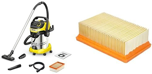 Kärcher Aspirateur eau et poussières WD 6 P S V-30/6/22/T, Fonction Soufflerie, 1300 W, Contenitore in Inox: 30 l, Flexible d'aspiration: 2,2 m & Filtre Nouveau Système Plat Plissé, 200 x 125 x 60 mm