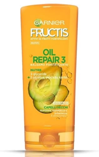 Garnier Fructis Pflegender Conditioner für trockenes Haar, tiefe Ernährung, seidiges Haar, mit Kokosöl, Repair 3, 200 ml