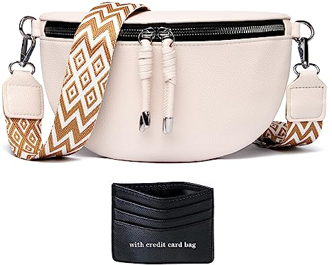 YISUOHOOM Bauchtasche Damen Umhängetasche klein Crossbody Bag Veganes Leder Brusttasche Kleine Handtasche Beige Geschenke für Frauen