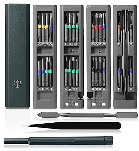 SATMW Juego de Destornilladores BST-8958 30 en 1, Brocas magnéticas de precisión, Kit de Destornilladores Torx, Caja de Herramientas Desmontable para reparación de teléfonos y PC