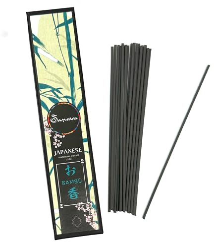 Samsara Incenso Giapponese in Stick senza anima in Legno - Solo Incenso Puro Arrotolato a mano, Aroma delicato e Persistente - 20 bastoncini (BAMBÙ)
