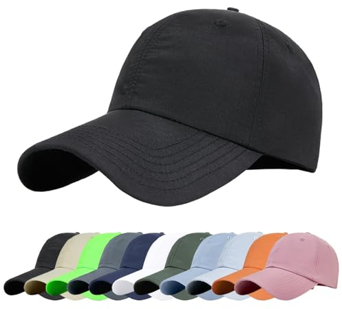 Baynetin Berretto da Baseball Uomo, Cappellino Unisex Casual Traspirante Ultraleggero Pieghevole Impermeabile Sport all'Aria Aperta Cappellini Estivo da Viaggio Regolabile (Nero)
