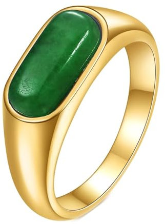 Beydodo Herren Ring Personalisiert, Edelstahl Ringe mit Naturstein Siegelring Freundschaftsringe Gold Ringe für Männer Größe 52 (16.6)