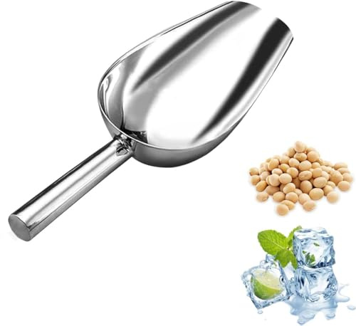 Stainless Steel Ice Scoop Metal Ice Scooper Multipurpose Metal Scoops Ice Shovel Coffee Bean Flour Scoop for Bar Buffet Party Kitchen (30X13cm)