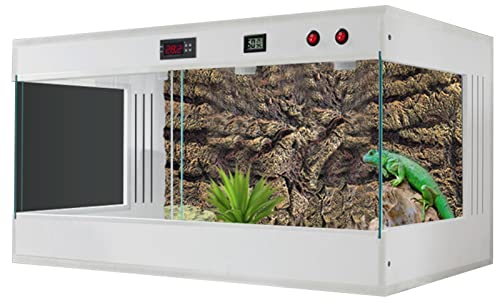 Terrario para Reptiles, Vidrio panorámico de PVC, Tanque para Mantener Caliente, Tanque Alto y Ancho para hábitat de Reptiles, para Lagarto, Serpiente, dragón barbudo, Tortuga, Camaleón (Blanco, 120 x