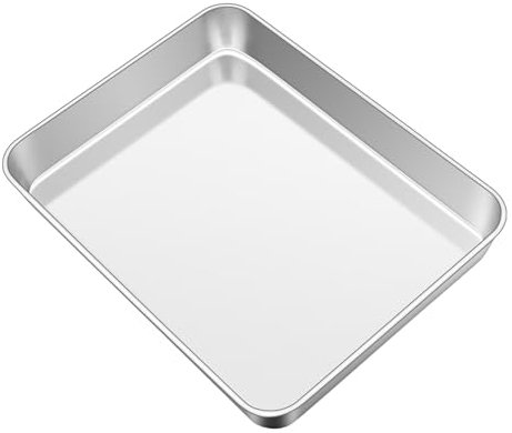 Onader Oven Baking Tray, Stainless Steel Deep Cake Tin Rectangle Sheet Pan, Great for Cake Lasagne Cookie Pizza Bread, Flat Surface & Brushed Finished, Dishwasher Safe, 31cmx24cmx5cm