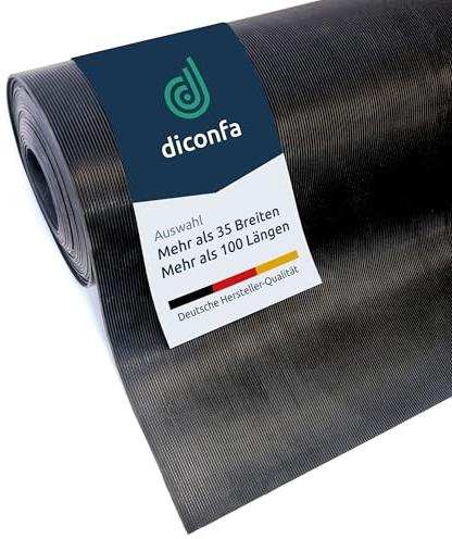 diconfa Feinriefenmatte Gummimatte 3mm stark - BREITE 0,1m bis 2m - LÄNGE 0,05m bis 10m - Auswahl 0,5m x 5m (500mm x 5000mm) - Feinriefe Gummi Antirutsch Rillenmatte Meterware rutschfest