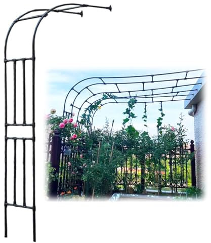 Arche de Jardin Demi-latérale pour rosiers, 60 cm à 240 cm, pergola en métal pour rosiers grimpants, pelouse, arrière-Cour, Patio (Noir, 180 cm)