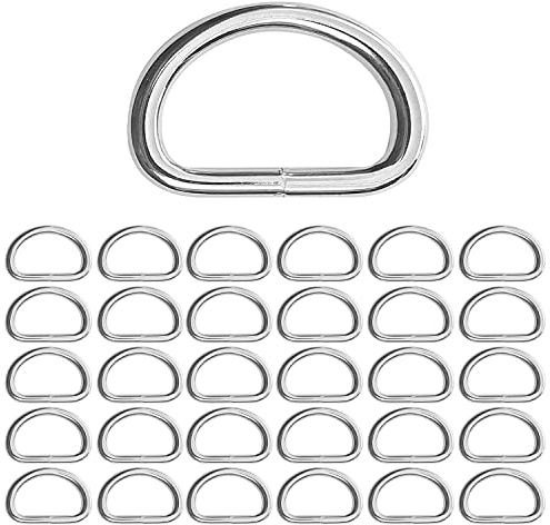 STOUCLA Halbringe Silber D Ringe,für Tasche, Schnalle, Gurte, Rucksack, Bastelzubehör, Silberfarben