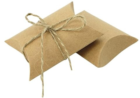 50 Stück Konfektschachteln Kissen aus Kraftpapier, einfach zum Basteln (natürlich)