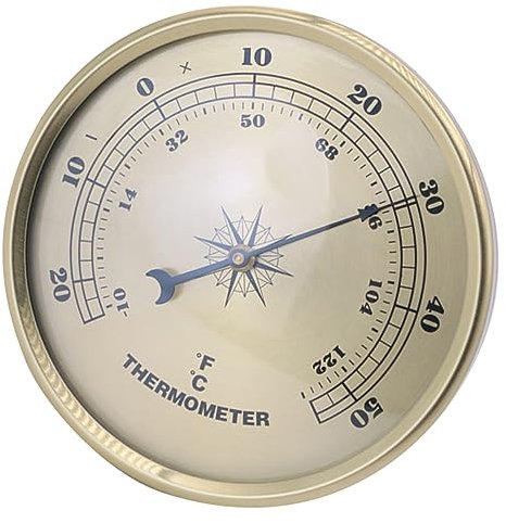 FOYTOKI Runder Metallthermometer Digitalanzeige Für Innen Und Außentemperaturmessung Tragbares Temperaturmessgerät Für Haus Schule Und Werkstatt Präzise Und Installieren Langlebig Und