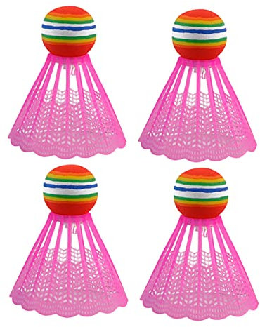BESPORTBLE Led Badminton Federbälle Nylon 4 Stück Pink Mit Leucht Funktion Für Schule Indoor Outdoor Spielspaß