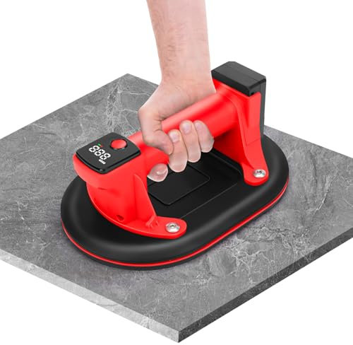 WingFly Lève-vitres à ventouse électrique avec batterie, ventouse à vide avec affichage numérique et fonction d’allumage/extinction automatique avec 2 piles, lève-vitres en verre pour granit, verre