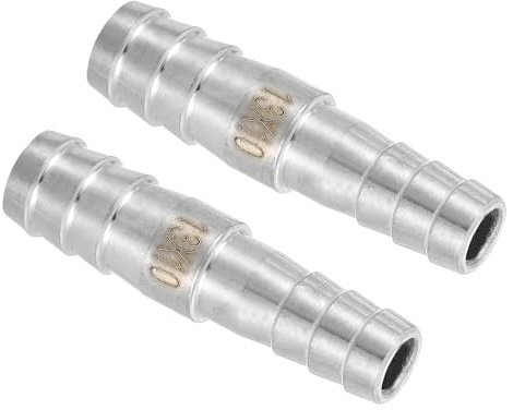 QUARKZMAN 2Pcs 13mm a 10mm Diámetro Espiga Manguera Montaje Reductor, Adaptador para Manguera de Acero Inoxidable 304 para Sistemas de Vacío, Conexiones de Tuberías Industriales, Plateado