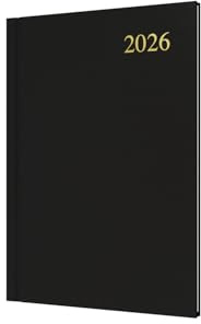 Collins - Essential - 2026 12 månaders kalender årsplanerare, veckodagbok, A5 hårt omslag - svart (ESSA53.99-26)