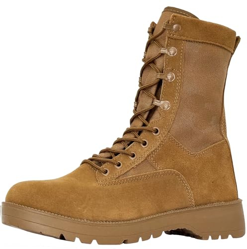 LAHORS Mens Military Tactical Boots Man Lace Up Hiking Work Army Boots Outdoor Men Combat Shoes (Coyote-2, US, Adult, Men, 7, Numeric, US Footwear Size System, Medium)
