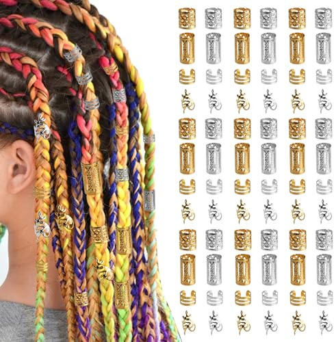 160 Stück Haarschmuck für Dreadlocks Schmuck, Silber Gold Haarschmuck für Zöpfe Pirate Haarringe für Mädchen Frauen Damen Männer Haarpiercing Festival Braids Zubehör, für Dreadlock Zubehör
