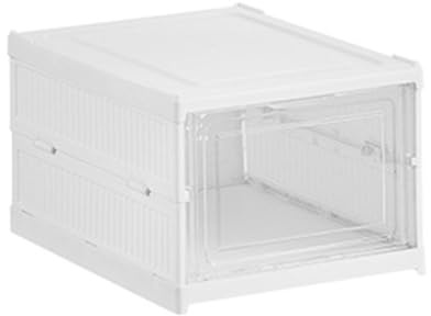 GKYQVE Versatile cubo di scarpe pieghevole con porta trasparente impilabile calzature contenitore di stoccaggio forniture per l'organizzazione della casa contenitore di scarpe bianco