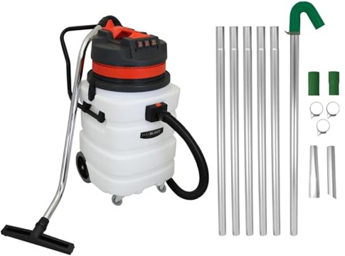 Gutter Cleaning System 90L Wet & Dry Hoover & 24ft Gutter Vacuum Pole Kit Long Reach Drain Pipe Sucker 1.2m - 7.2m 51mm Diameter Aluminium Nozzles 3000W Triple Motor Industrial 1.5m Hose 6.5m Cable