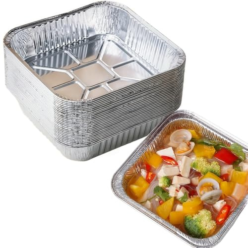WizeFolk grillskål i aluminium, set om 40 aluminiumskålar, droppskål grill, aluminiumskålar, fyrkantiga grillskålar, aluminiumdroppskålar, aluminiumdroppskålar, fettuppsamlingsskål, för bakning