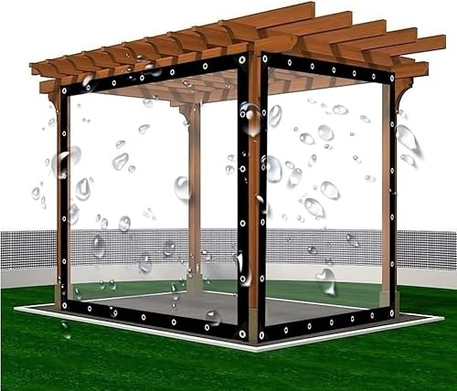 Transparente Vinylplane für Terrasse, wasserdicht, winddicht, für den Außenbereich, Seitenmarkise für Gartenpavillon, Pergola, 2 x 10 m, wetterfeste Abdeckung