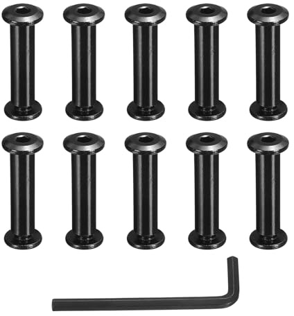 QUARKZMAN 10 Set Di Viti A Innesto Posteriore, Viti Femmina M6x12.5mm Bulloni Femmina 8x32mm Testa A Bussola Esagonale Rivetti Viti Per Mobili Bulloni Acciaio Inossidabile Con Chiave, Nero
