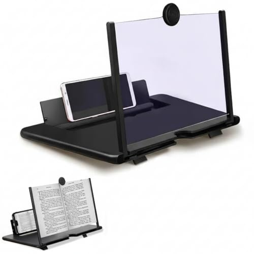 Phone Screen Magnifier, Screen Magnifier Newest Version Clearer, Stereoscopic Viewing for All Ages, Compatible with All Smartphones 3D Movies Magnifiers Gadgets (Black,12-inch)