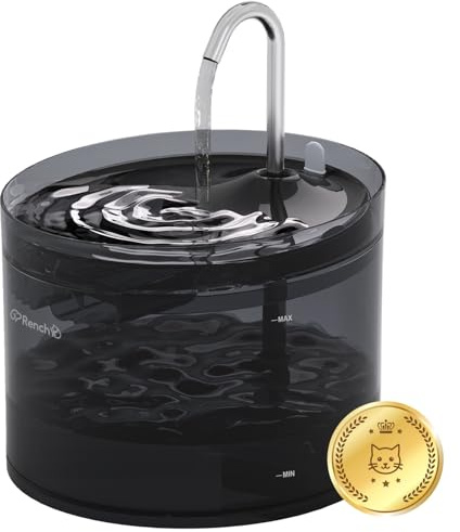 RenchX Cat Water Fountain - 2.2L - Quadruple Filtration - 5V/1A plug | Ultra-Quiet Pump with LED Light - BPA-Free Plastic