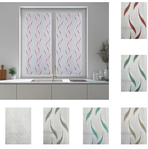 Home Tresor Coppia Tende a Vetro | Tendine Soggiorno Semi Filtranti Fantasia Jacquard Colorata, 2 pannelli, Cucina, Camera da Letto, Corte e Lunghe | Mod. MADRID - 80x150 cm, Ottanio