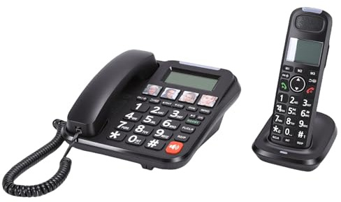 Bewinner Système Téléphonique Filaire et sans Fil avec Mains Libres Duplex Intégral, écran rétroéclairé de 3 Pouces, Identification de L'appelant, Appel en Attente, Extensible jusqu'à 5 (Prise UE)