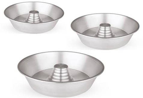 OPIROS Set di 3 Teglie Ø 22/24/26 Tortiera C/Cono Ruoto Per Casatiello Napoletano Tortano Ciambella Torte Rustici In Alluminio Riutilizzabile
