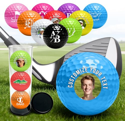 XSTZR Personalisierte Golfbälle mit Foto, Text oder Logo – Lustige & personalisierte Golfgeschenke, Custom Golf Balls, Emoji & Novelty Golfbälle, Ideal für Hochzeit, Vatertag, Ruhestand & Turniere