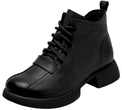 Genérico Botas de Mujer Cordones Plataforma Botines Puntera Redonda Elegantes Zapatos Suaves y Cómodas Caminar Bota Informales Antideslizantes Botin para Otoño Invierno Trabajo Paseo y Uso Diario