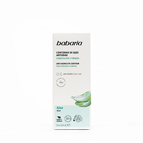 Babaria - Contorno Occhi Antirughe con Aloe Vera Puro | Correttore Occhiaie e Borse | Effetto Levigante e Anti-età | Donna e Uomo | Dermatologicamente Testato | 15ml