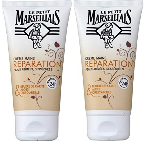 Le Petit Marseillais - Crème Mains Réparatrice Peaux Abimées et Desséchées - Tube 75 ml - Lot de 2
