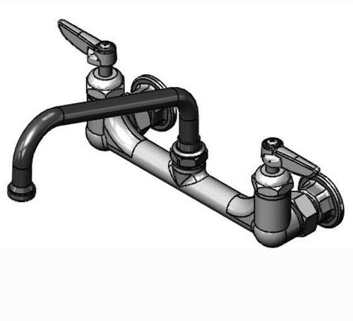 T&S Brass B-2414-CR-SC Wall Mount Mixing Faucet with CV Ceramas, 8 Swing Nozzle (060X), 1/2 NPT Female Inlets, 8