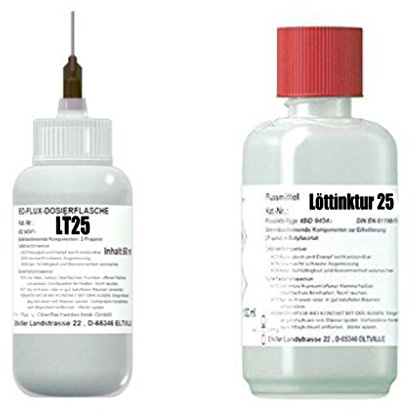 Profi-Set: 250 ml Löttinktur 25 + 50 ml in EO-Flux-Dosierflasche FF- LT25 No-Clean Elektronik-Flussmittel/Löttinktur, halogenfrei, auf Kolophoniumbasis (25%)