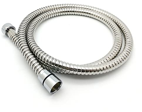 Xcel Home Tubo doccia cromato da 1,2 m, tubo doccia flessibile in acciaio inox a prova di perdite e di attorcigliamento con connettori solidi, tubo doccia portatile con inserto in ottone massiccio