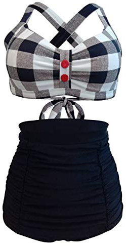 Women's Floral Halter High Waist Bikini Swimsuit Floral Printing Bathing Suits 2 Pieces