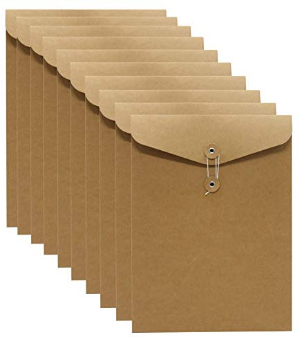 Smiling Art 10er Dokumententasche aus Pappe/Kraftpapier in A4 Format, Dokumentenmappe, Aktentasche, Aktenordner, Ordnungsmappe Ideal fürs Büro Schule Uni 31 x 24 cm