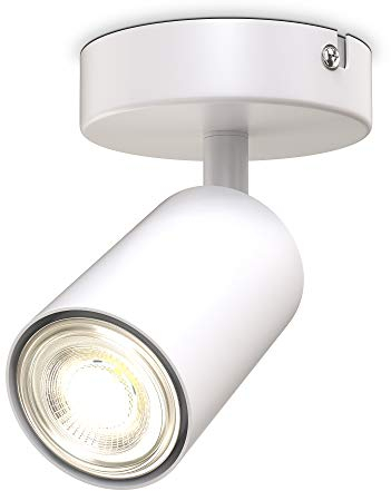 B.K.Licht Wall Light/Ceiling Lamp, Adjustable Spot, GU10 Socket, Bulb not Included, Rotatable Spotlight for Living Room, Bedroom, Corridor, Metal Spot, Flexible Design IP20 230V, 9x9 cm, Matt White