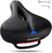 ROCKBROS Fahrradsattel Bequem Gelsattel Herren Damen Ergonomischer Breiter Fahrradsitz Weich Memory Foam MTB Rennrad 26 * 22cm Atmungsaktiv Wasserdicht,Schwarz Blau